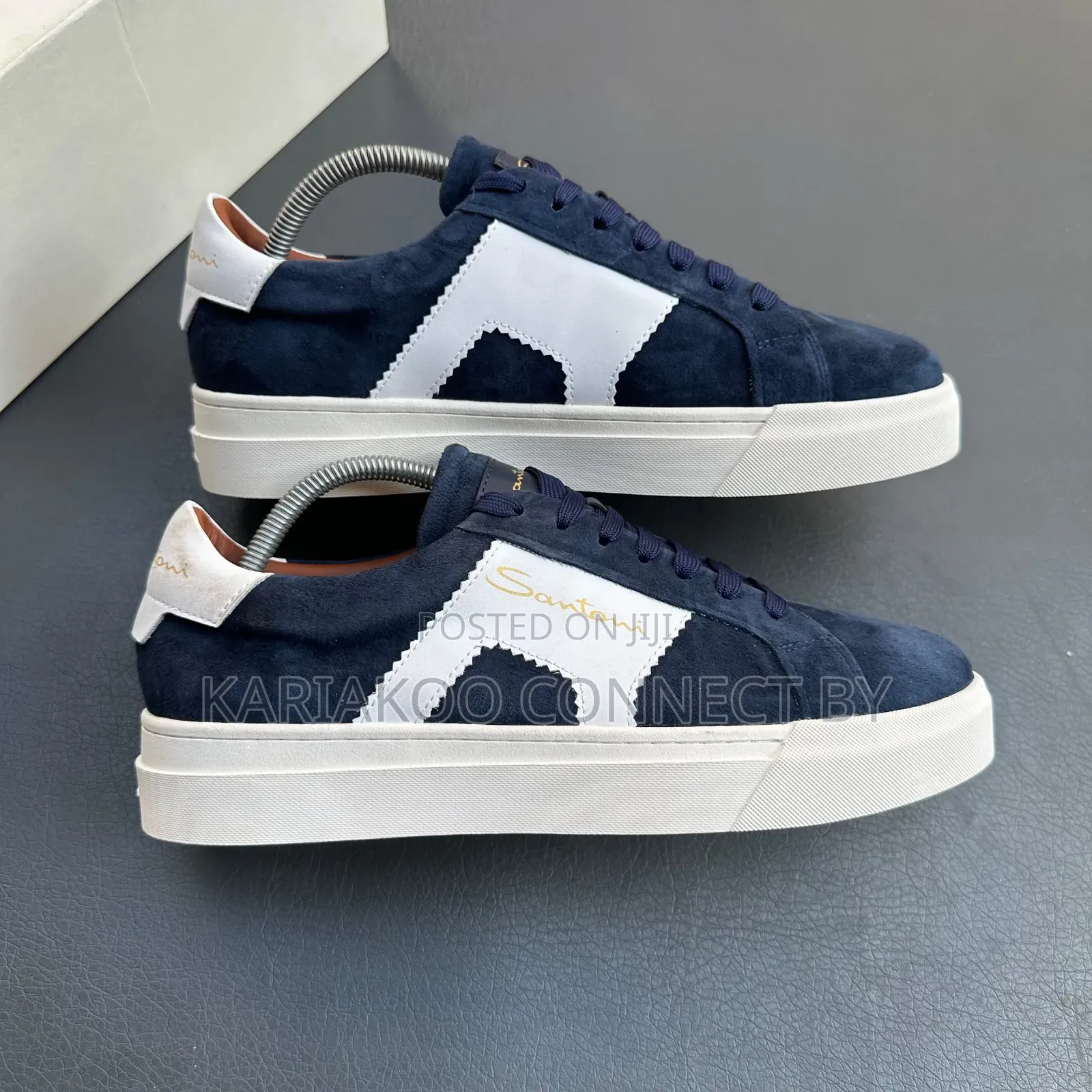 Men's Santoni Suede Low-Top Luxury Leather Sneakers