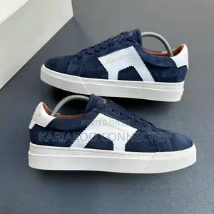 Men's Santoni Suede Low-Top Luxury Leather Sneakers