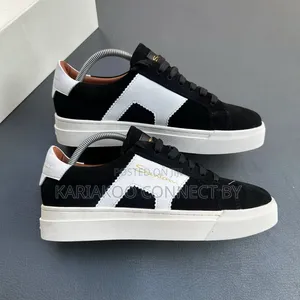 Men's Santoni Suede Low-Top Luxury Leather Sneakers