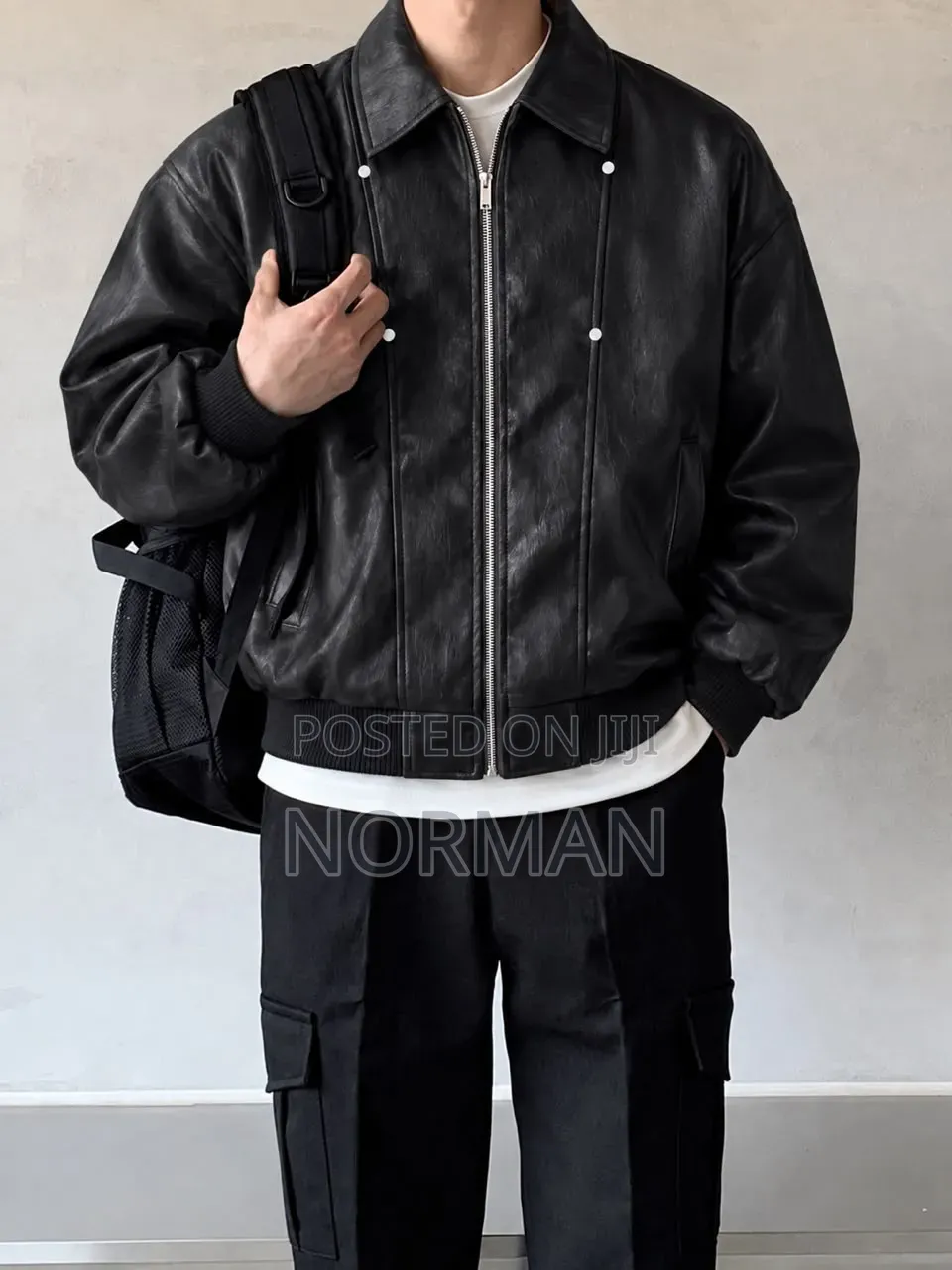 Burgundy Faux Leather Bomber Jacket