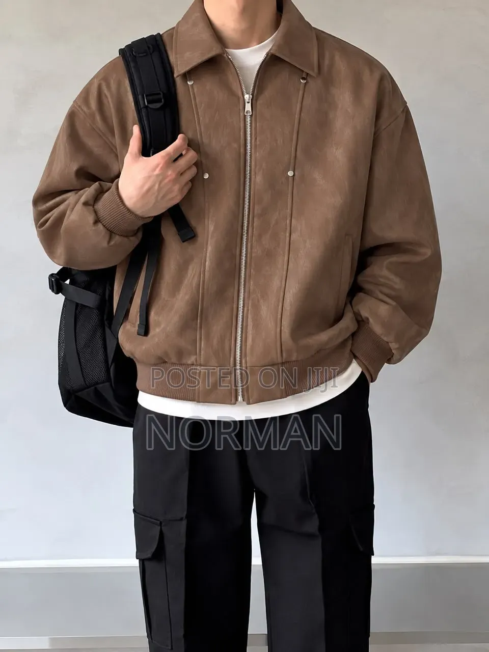 Burgundy Faux Leather Bomber Jacket
