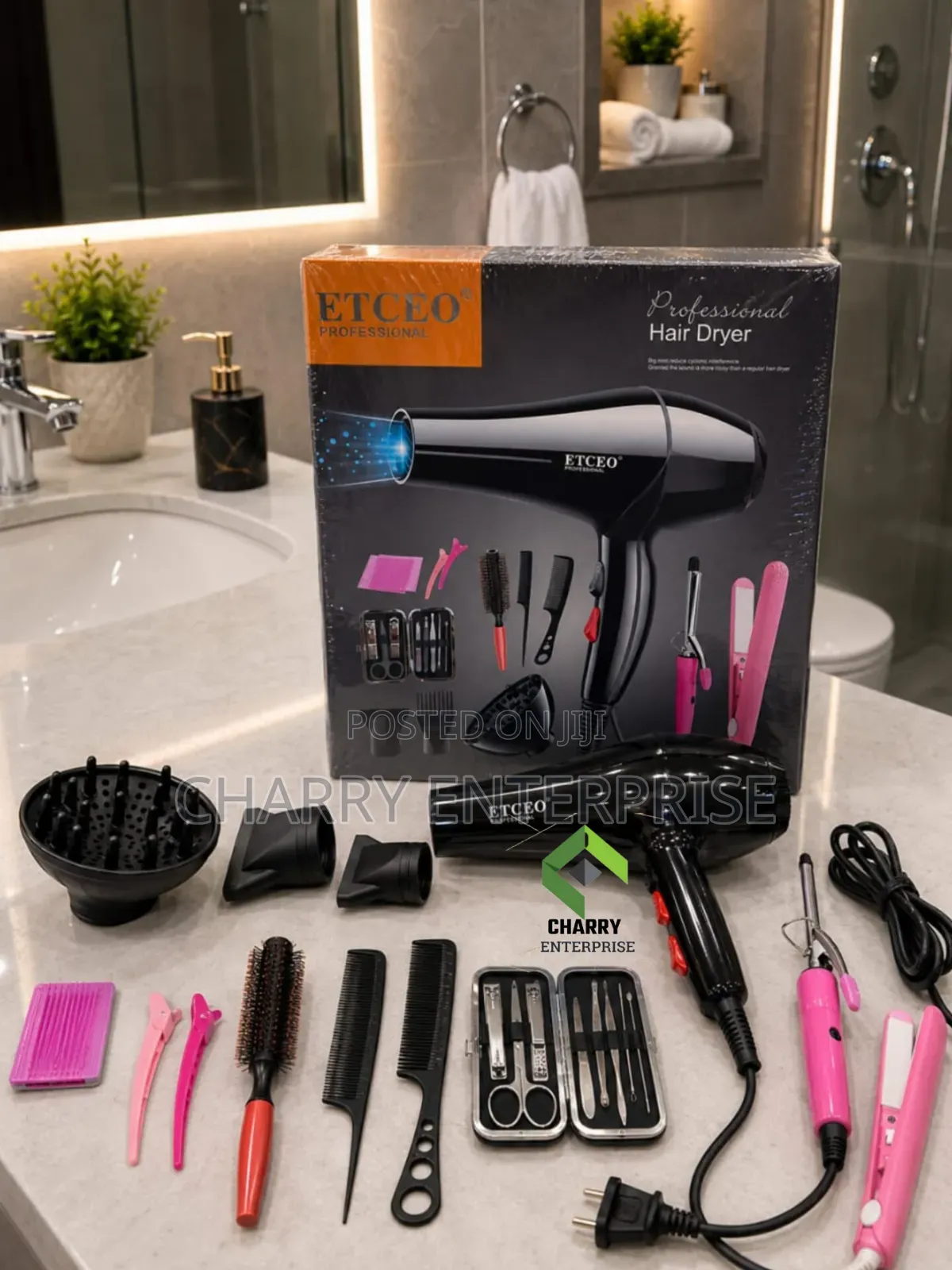 ETCEO PROFESSIONAL Full Set of HAIR DRYER Straightner, Combs, Tong Etc