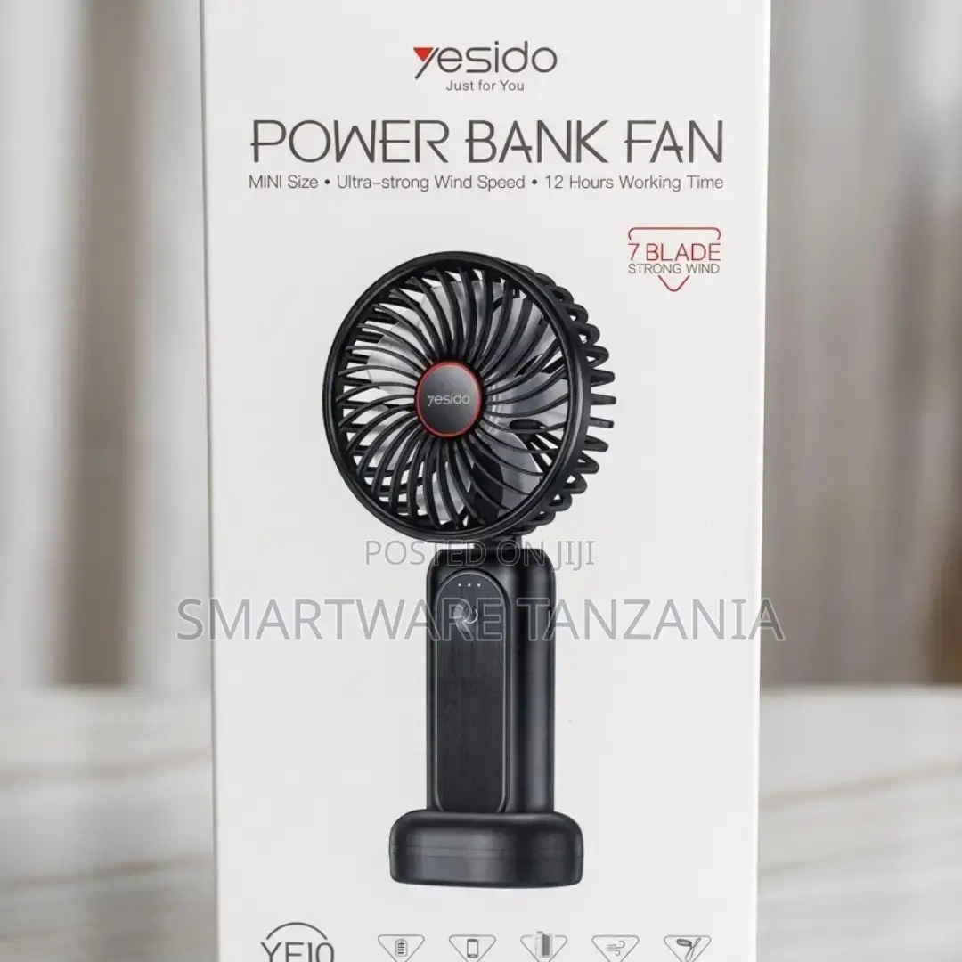 Yesido Portable Power Bank Fan, Mini Size, 12 Hours Runtime, 7 Blades
