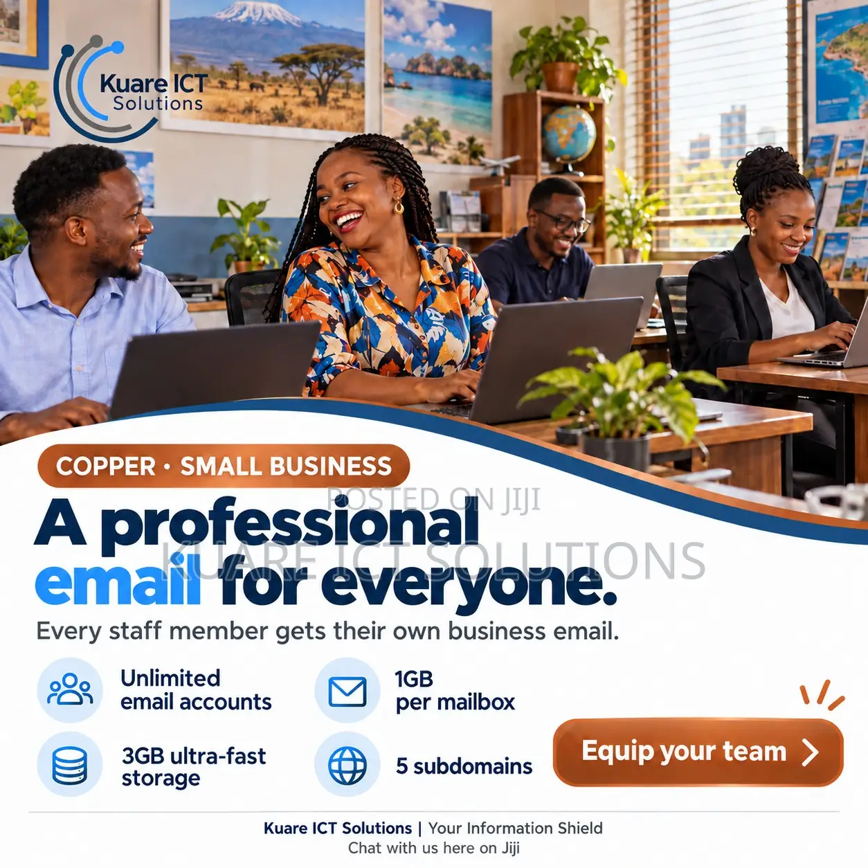 Business Email + Domain .co.tz + Web Hosting | Copper 150k/Year