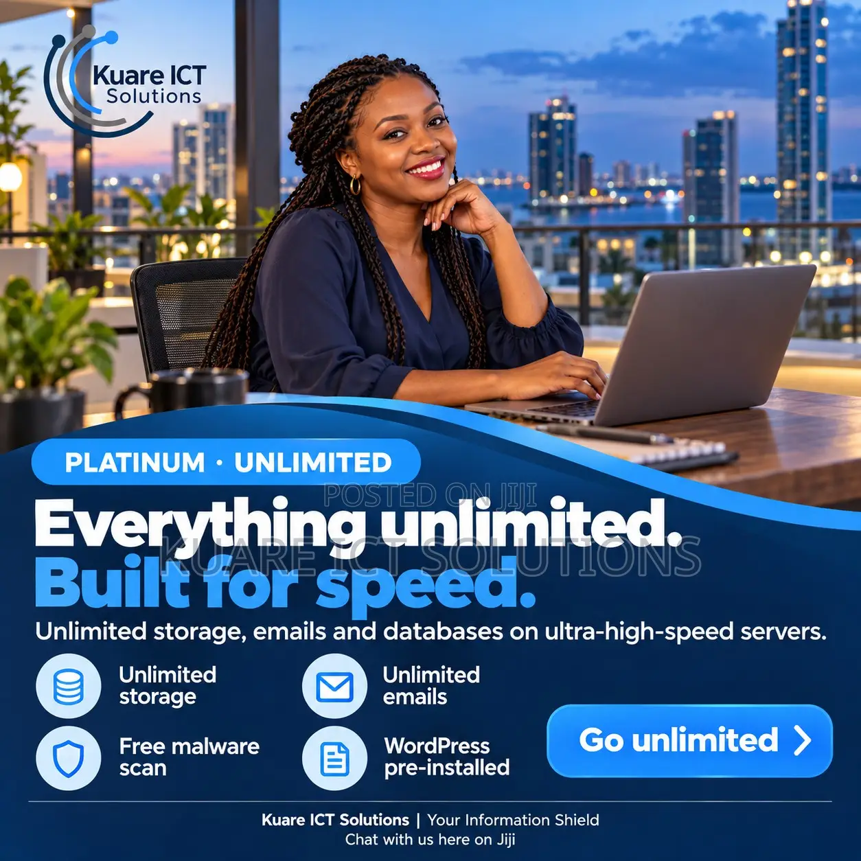 Unlimited Web Hosting + WordPress + Domain .co.tz + Emails | Platinum