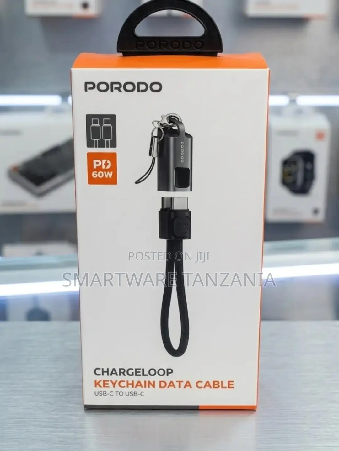 Porodo ChargeLoop Keychain Data Cable USB-C to USB-C 60W Fast Charging