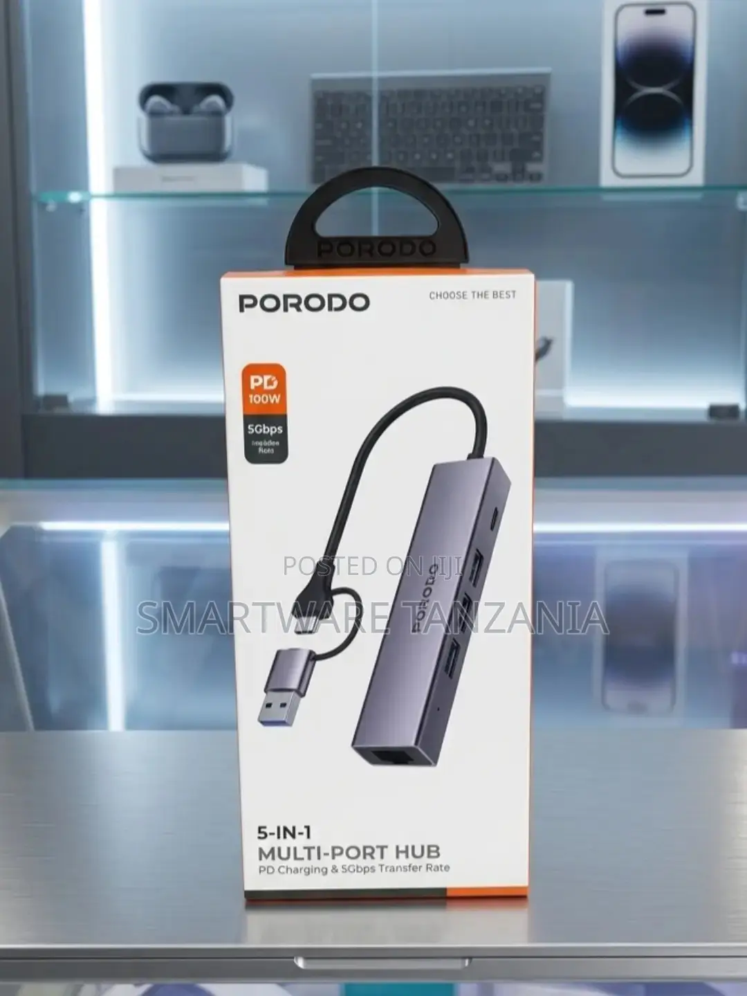 Porodo 5-in-1 Multi-Port Hub With PD Charging and 5Gbps Transfer Rate