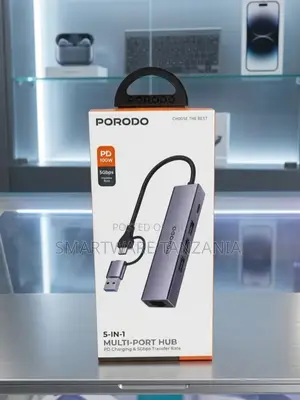 Porodo 5-in-1 Multi-Port Hub With PD Charging and 5Gbps Transfer Rate