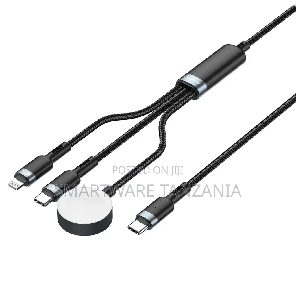 Porodo TrioLink 3-in-1 Charging Cable Type-C to Lightning, iWatch, 60W