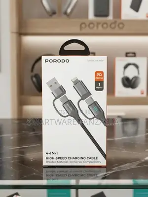 Porodo 4-in-1 High-Speed Charging Cable USB to Lightning, Type-C