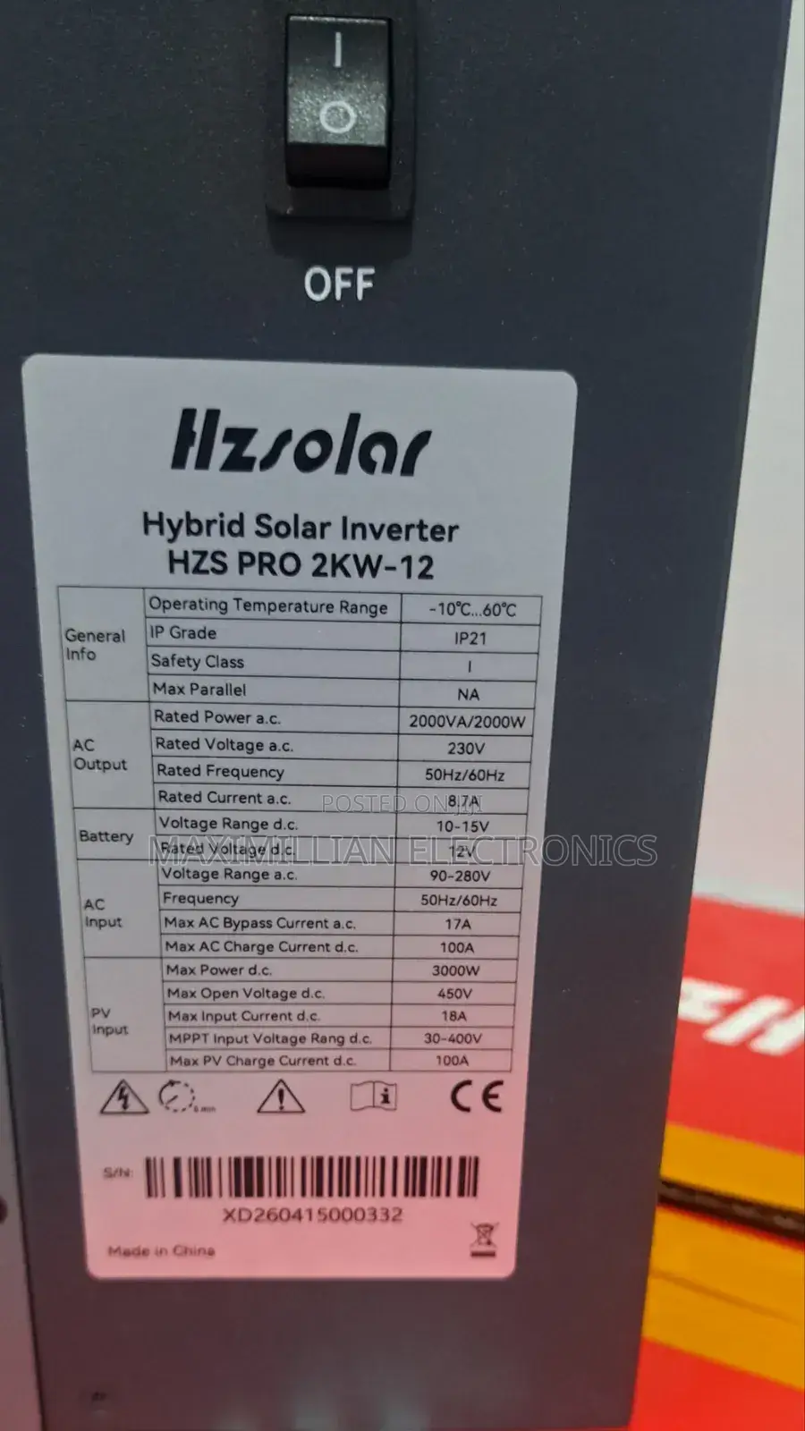 Solar Inverter 3.6kw/3.6kva/24v