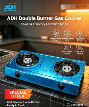 ADH Double Burner Gas Cooker (Jiko La Gesi La Mezani La Macho 2)