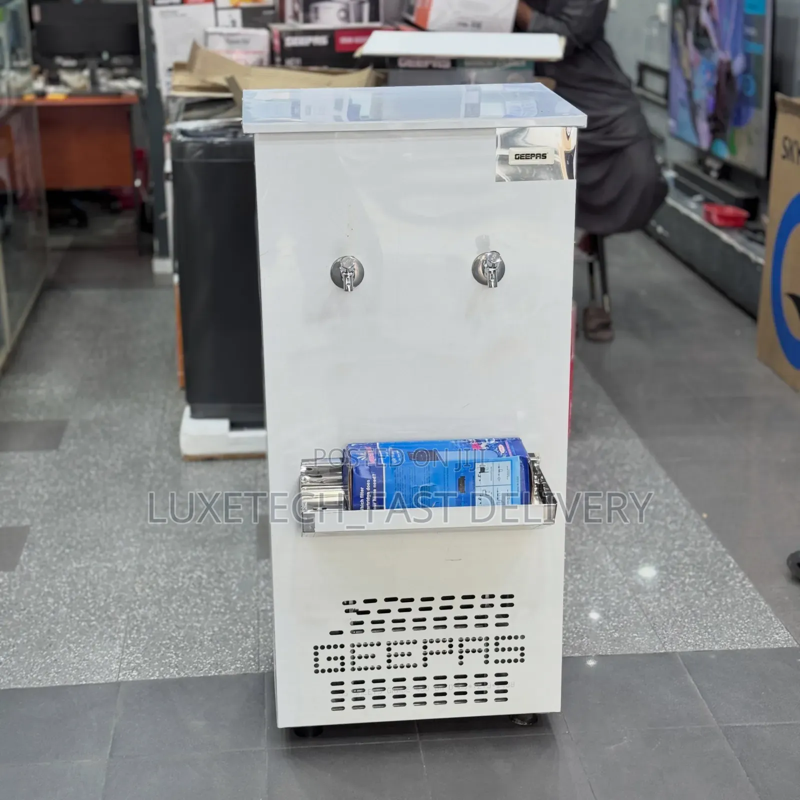 Geepas 45L Commercial Water Cooler – 2 Taps Stainless Steel Dispenser