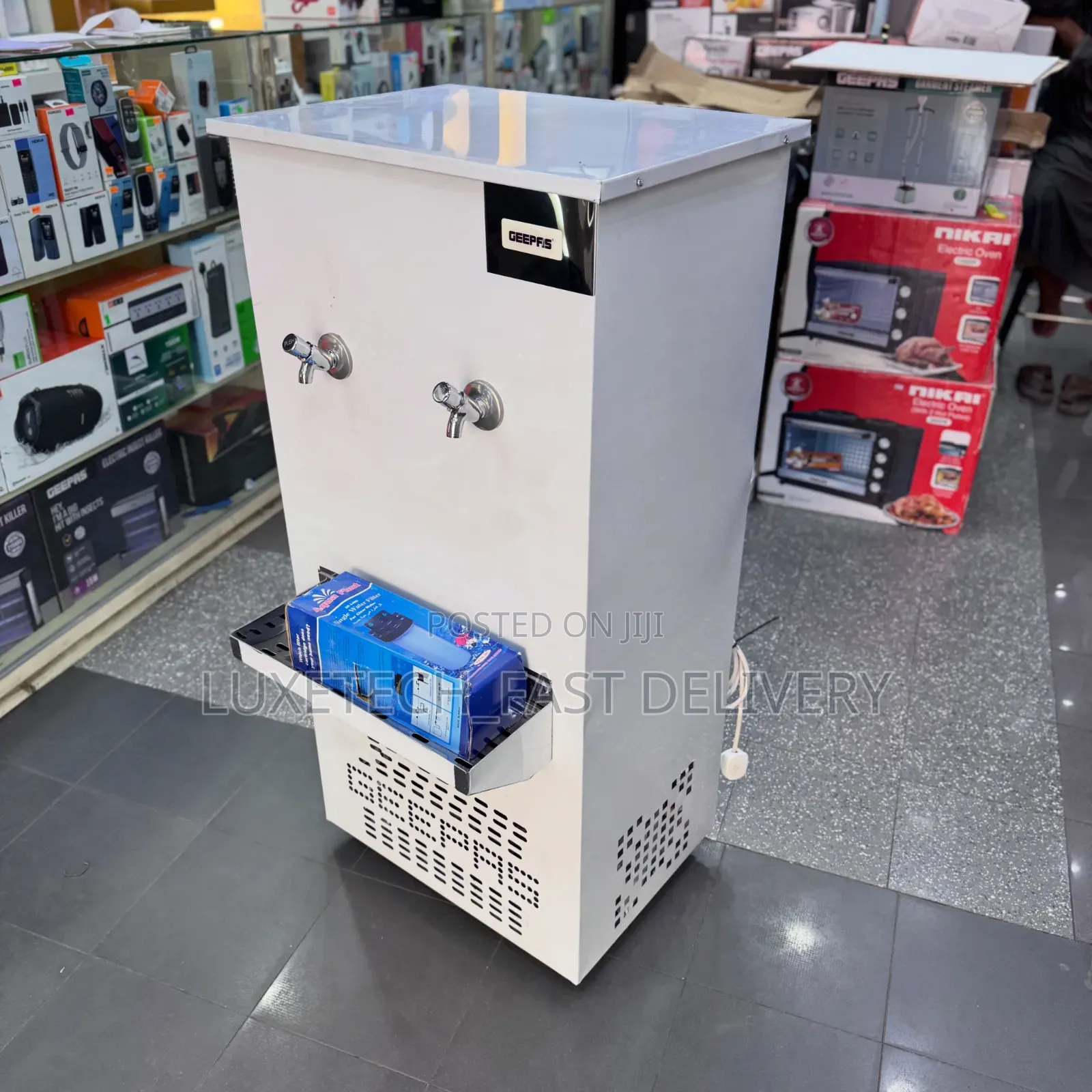 Geepas Stainless Steel Water Cooler – Double Tap Dispenser