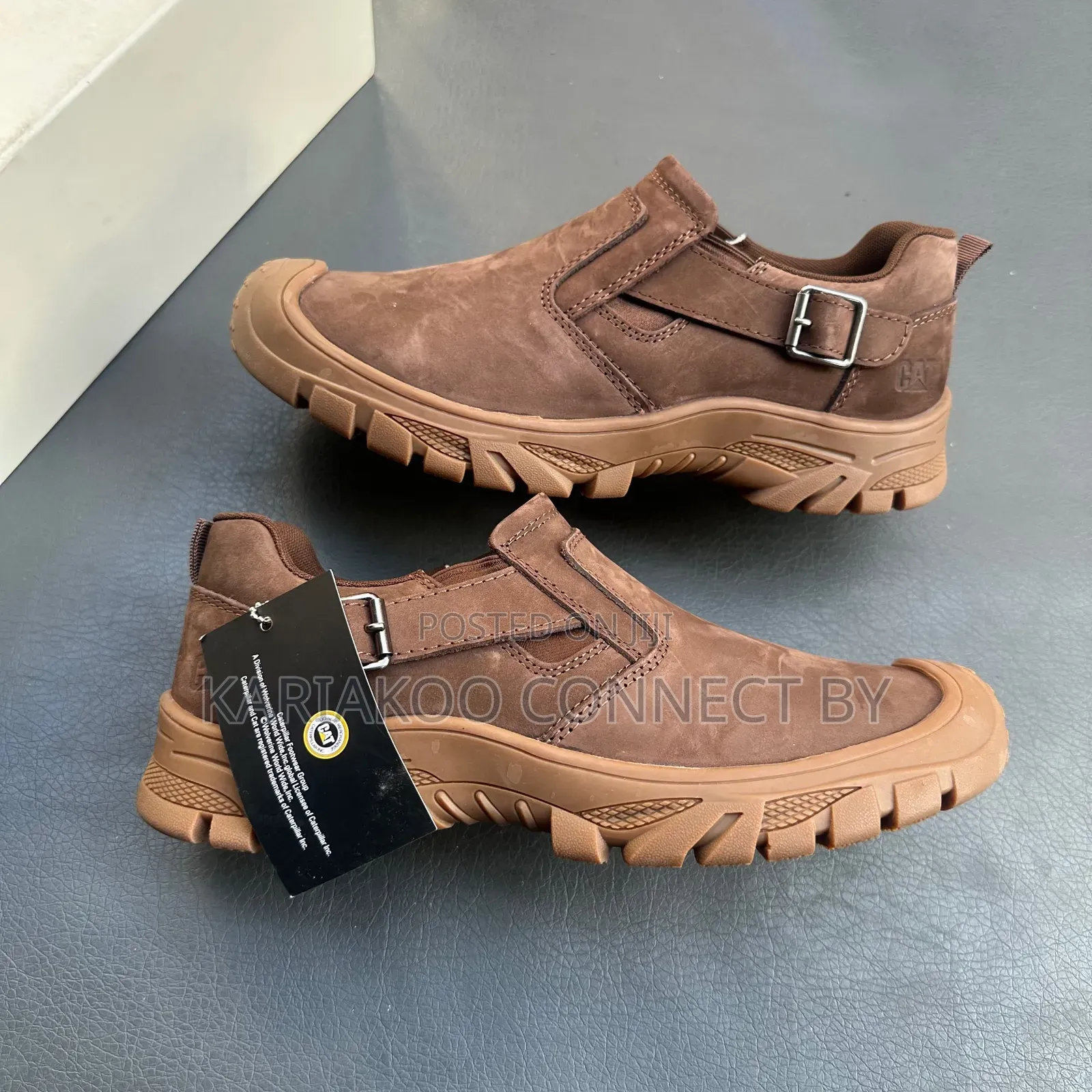 Men's CAT Leather Buckle Slip-on Outdoor Shoes