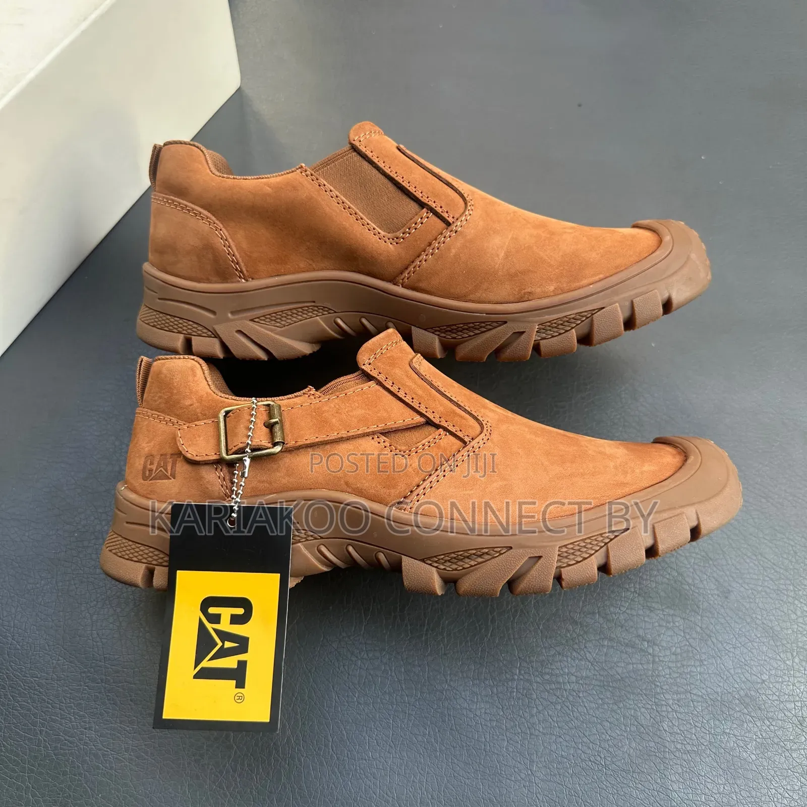 Men's CAT Leather Buckle Slip-on Outdoor Shoes