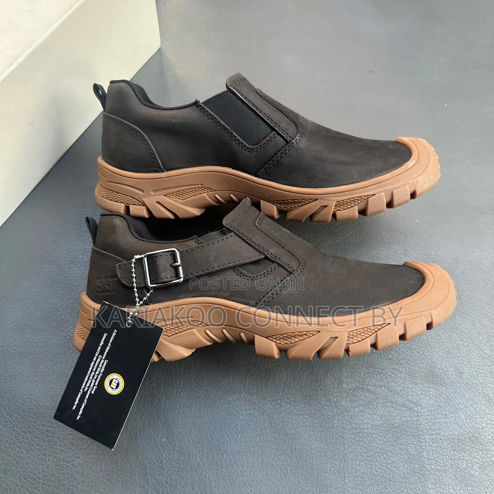 Men's CAT Leather Buckle Slip-on Outdoor Shoes
