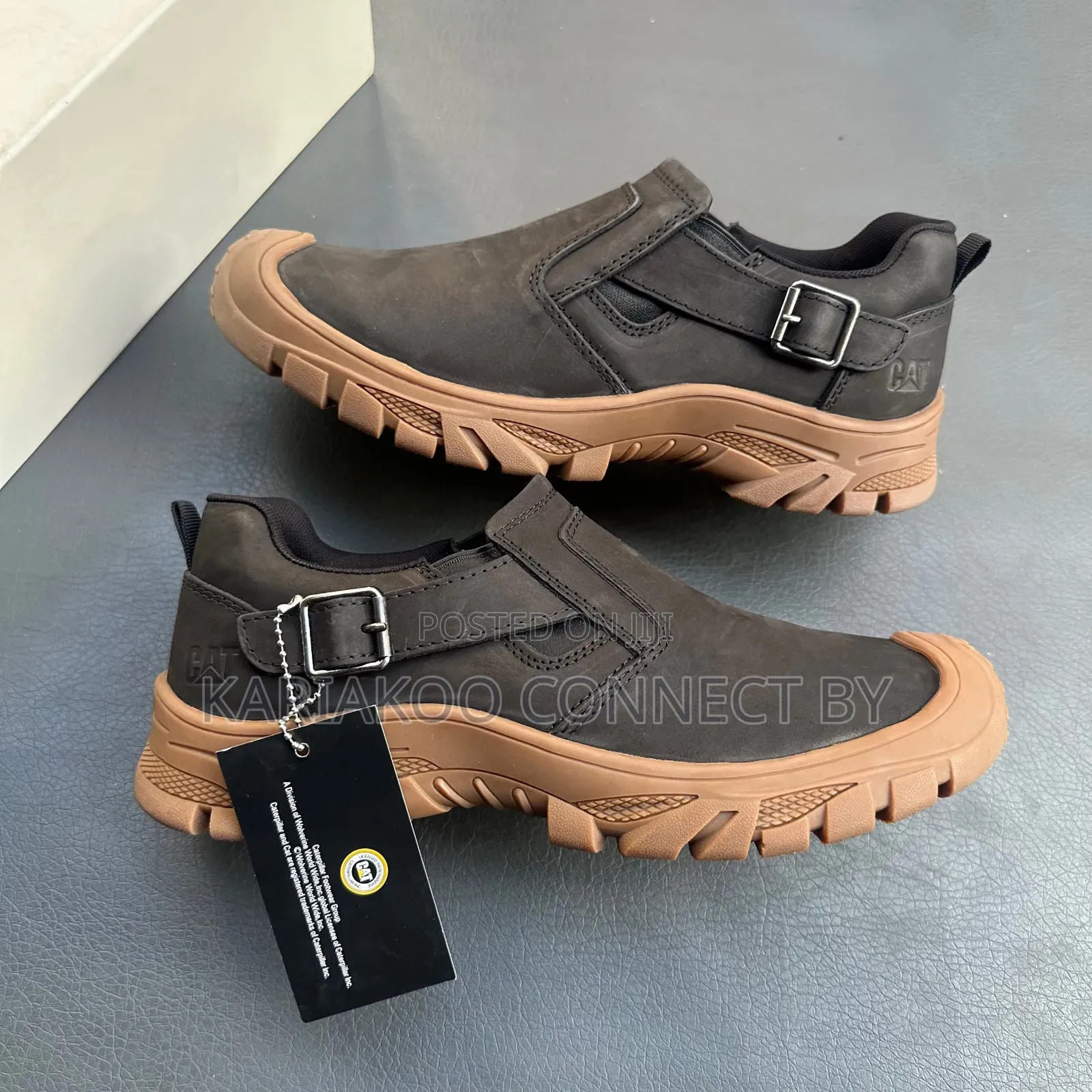 Men's CAT Leather Buckle Slip-on Outdoor Shoes