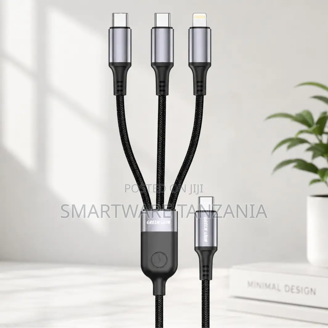 Green Lion 3-in-1 Braided Charging Cable USB to Lightning, USB-C, 1.2m