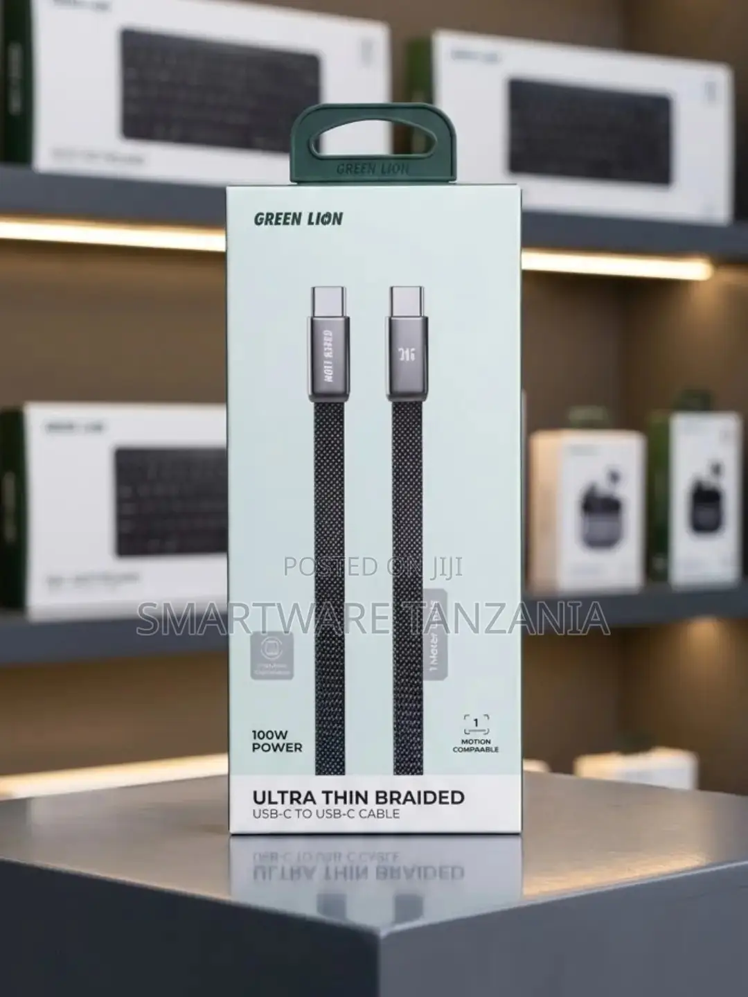 Green Lion USB-C to USB-C Cable, Ultra Thin Braided 100W Power 1 Meter