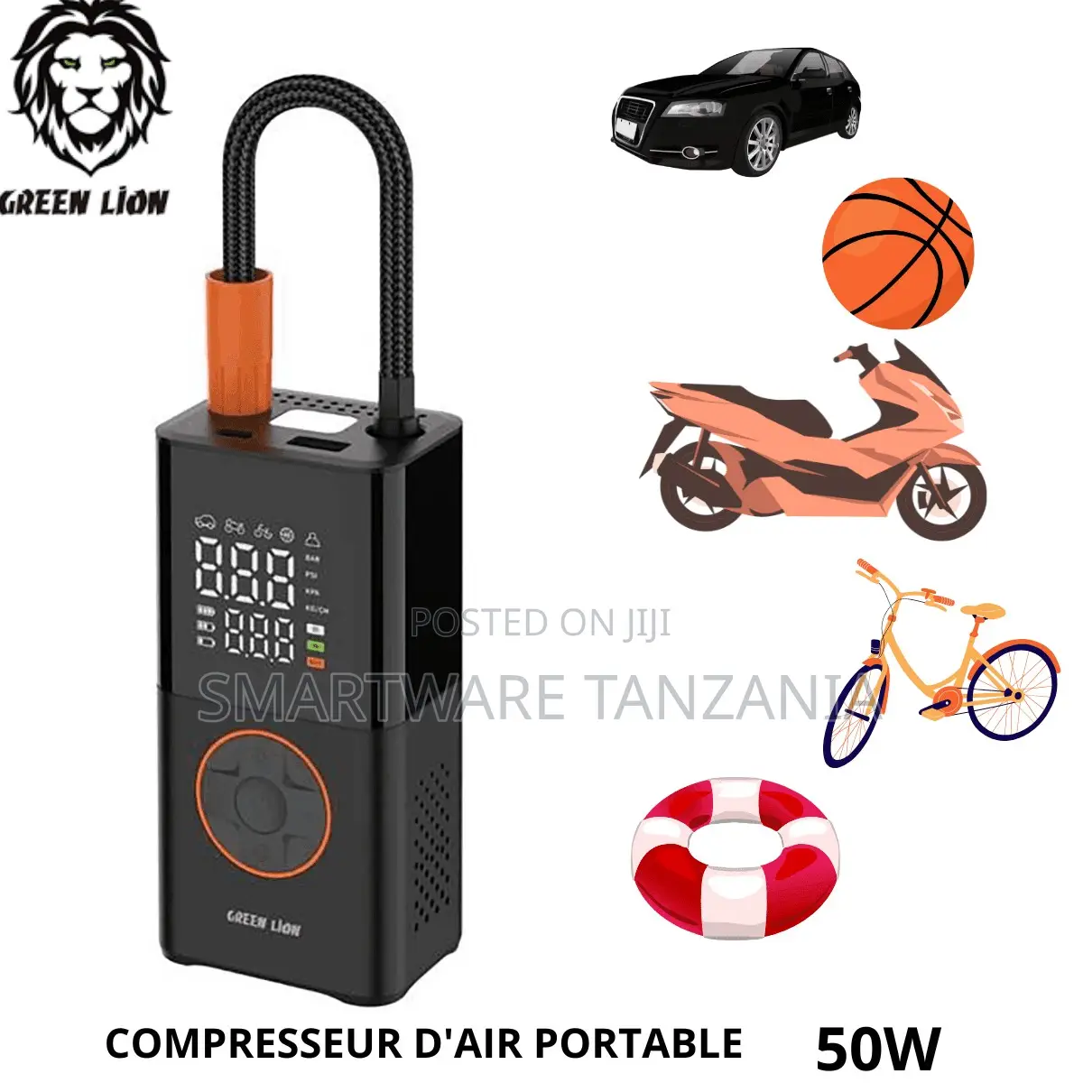 Green Lion GTI-01 Portable Air Compressor, 50W Power, 150 PSI Pressure
