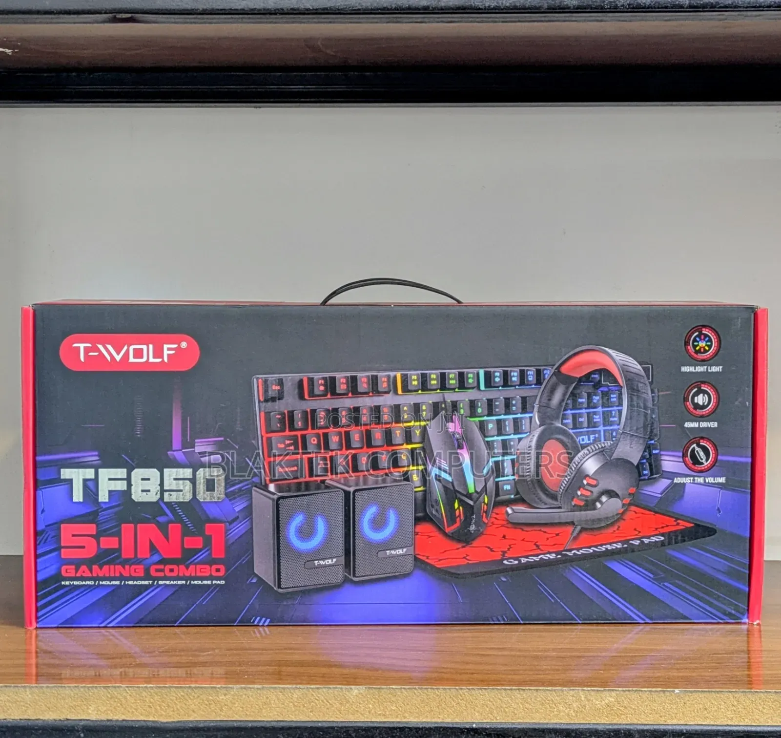 T Wolf 5 in 1 , Mouse, Keyboard, Mousepad, Headset , Speaker