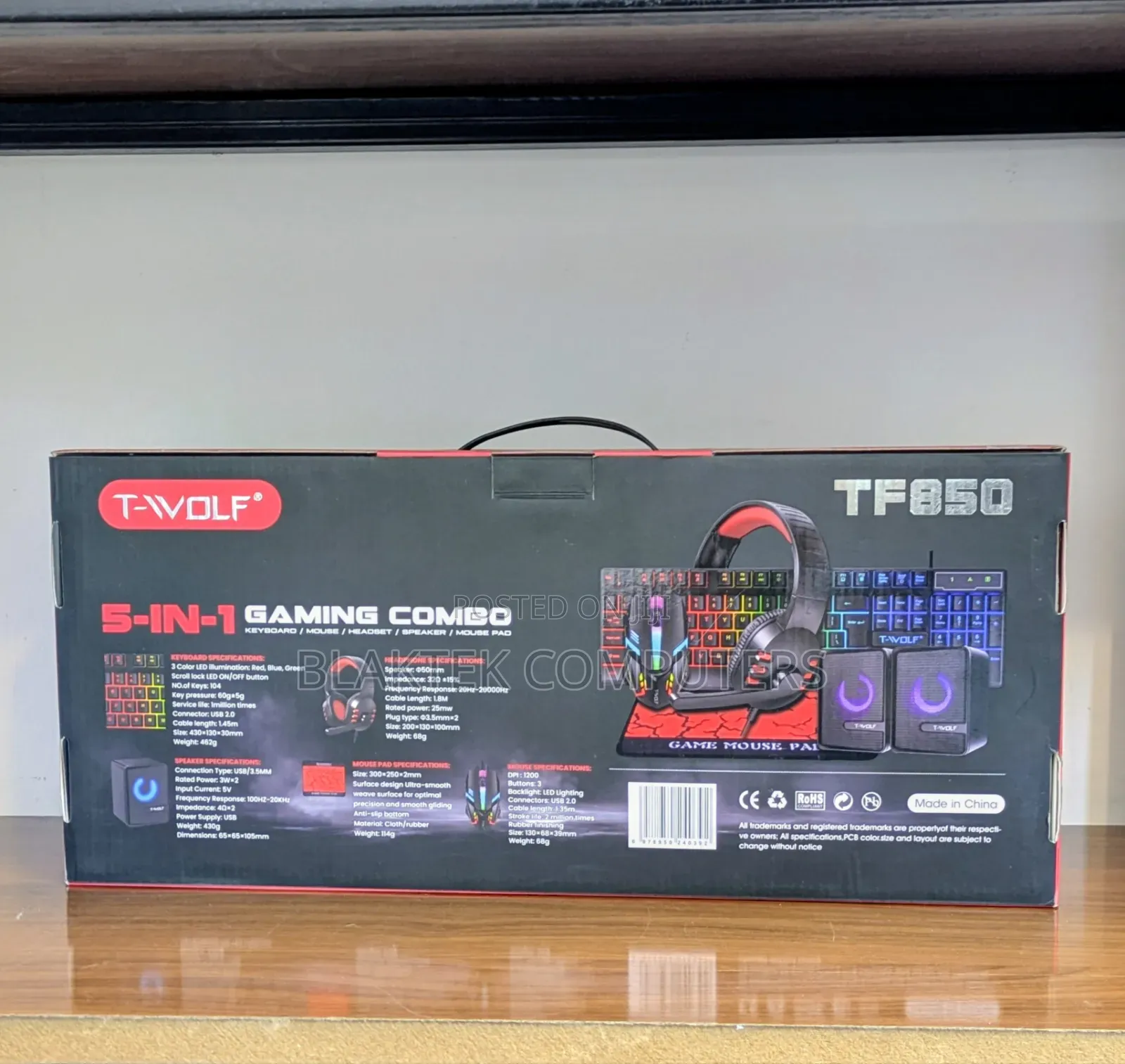 T Wolf 5 in 1 , Mouse, Keyboard, Mousepad, Headset , Speaker