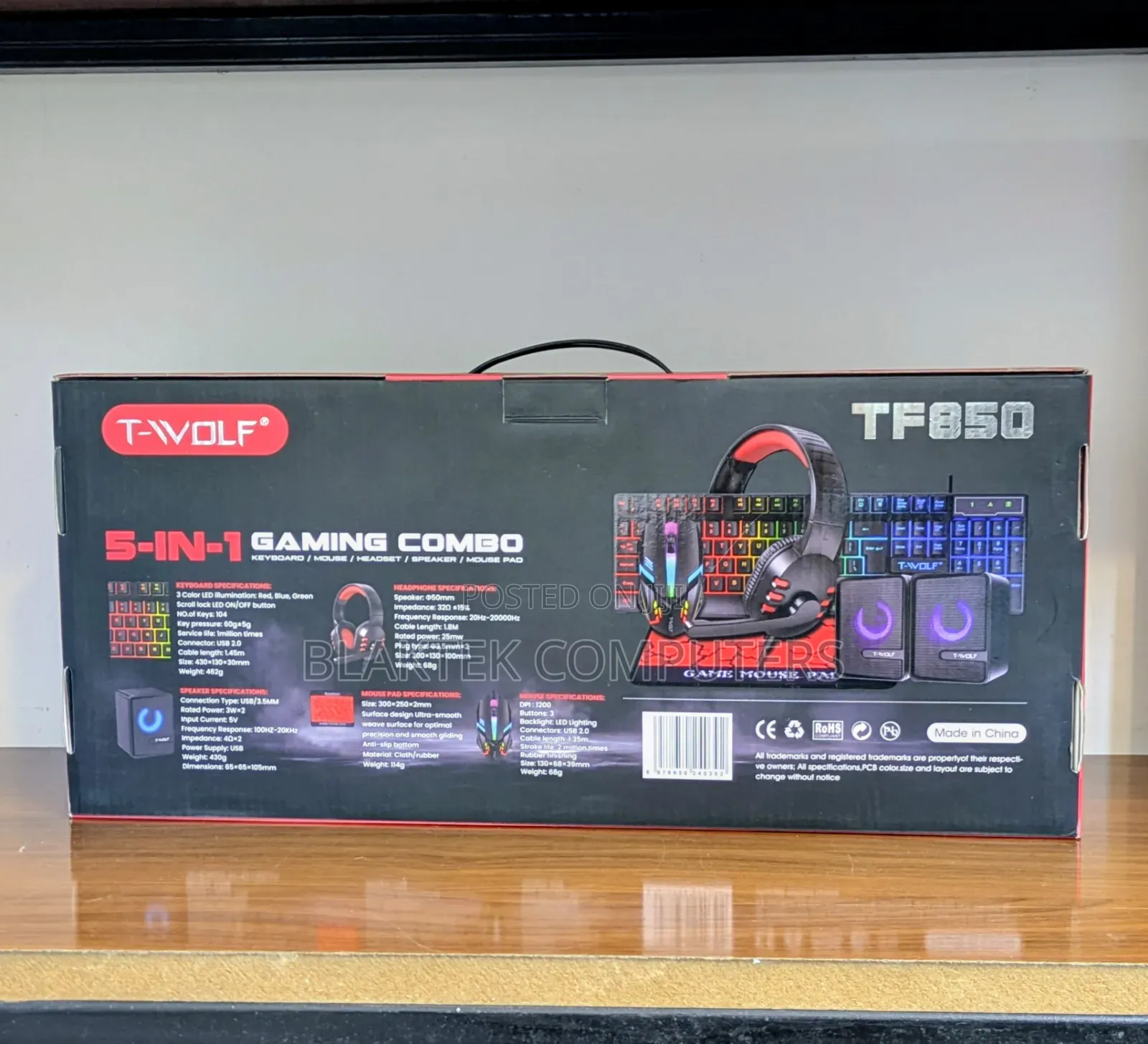 T Wolf 5 in 1 , Mouse, Keyboard, Mousepad, Headset , Speaker