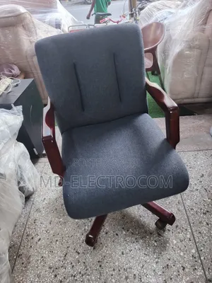 Dark Blue Upholstered Office Chair With Armrests Matching Five-Star