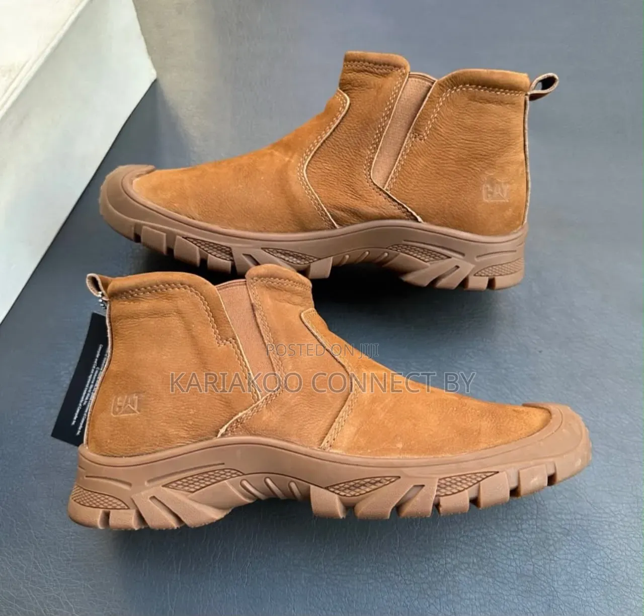 Men's CAT Leather Slip-on Ankle Boots