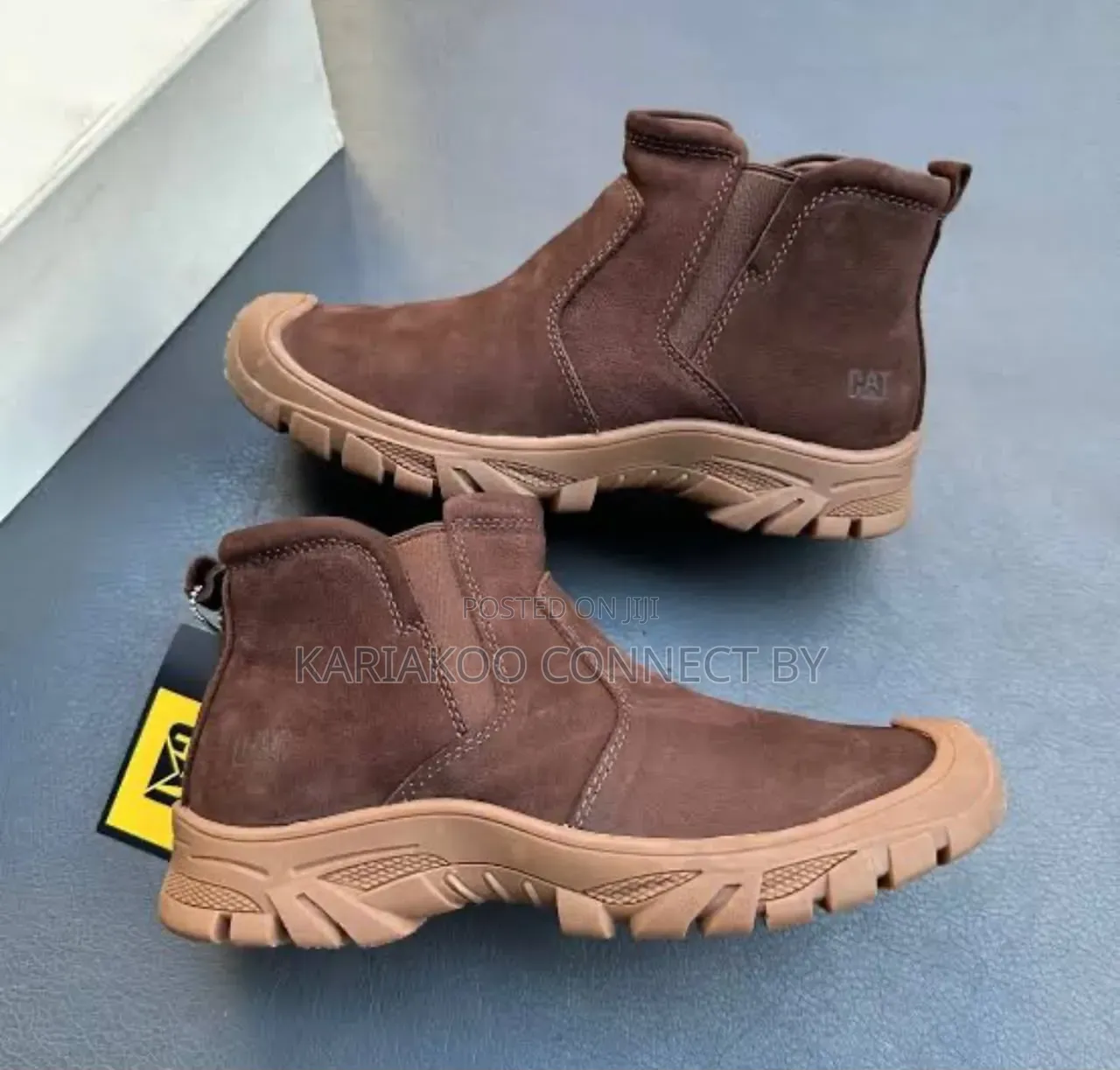Men's CAT Leather Slip-on Ankle Boots