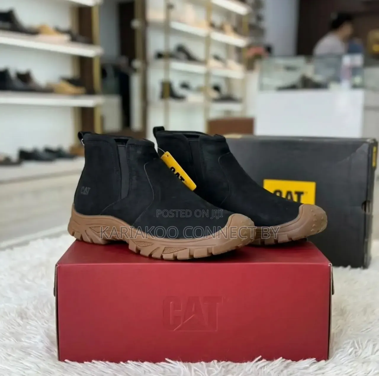 Men's CAT Leather Slip-on Ankle Boots
