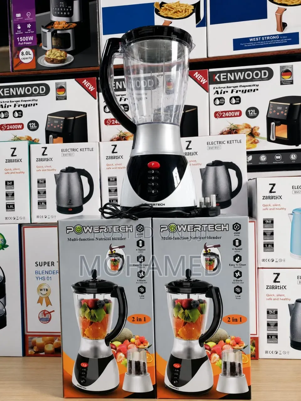  Power Tech Blender 2-in-1 
 Uwezo: Lita 1.5