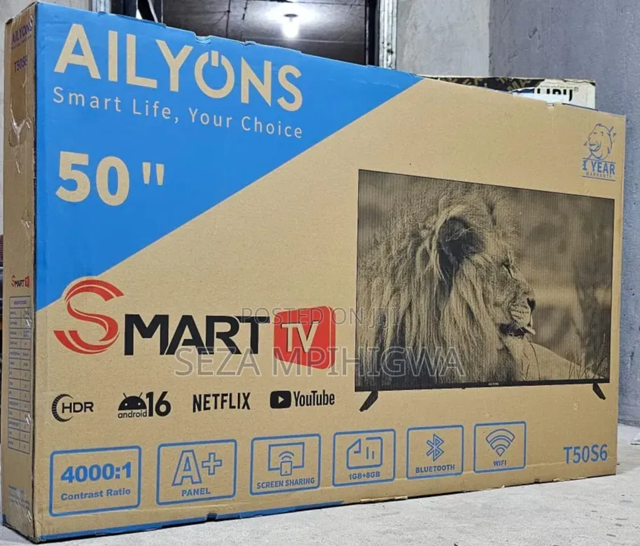 ​Ailyons 50 Inch Smart Android TV (Model: T50S6) -