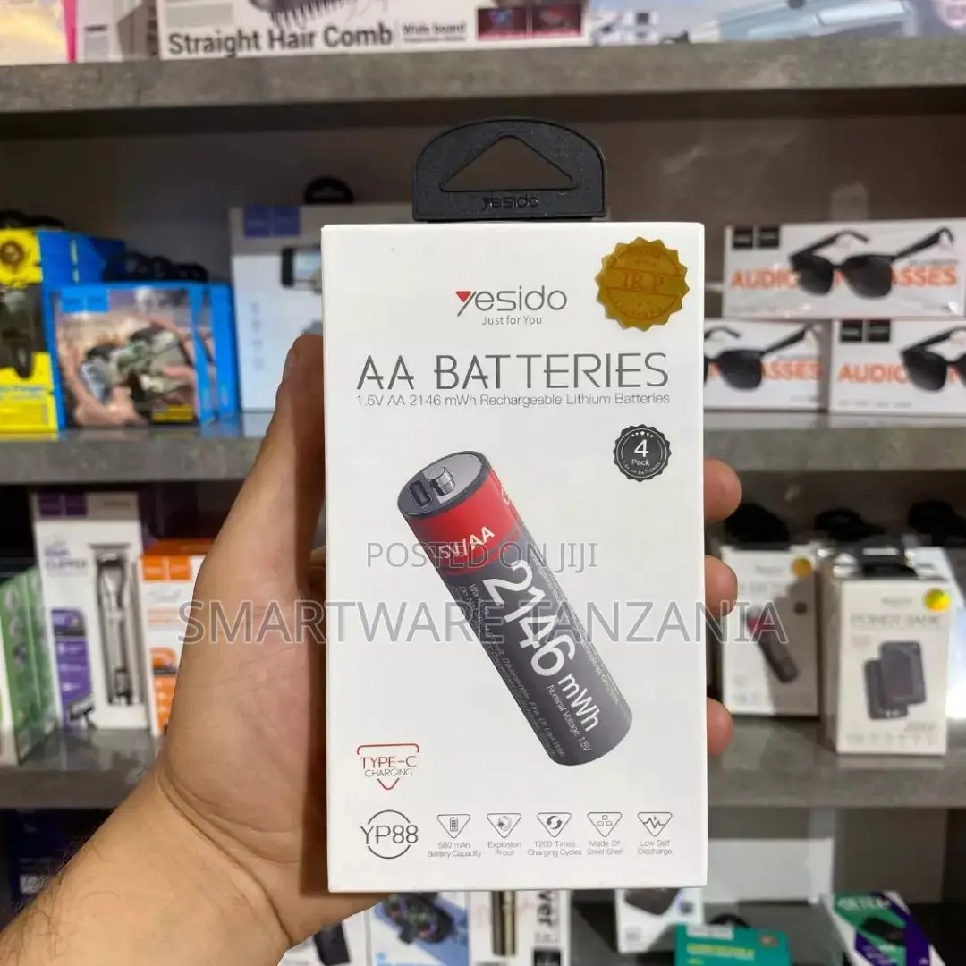 Yesido AA Rechargeable Lithium Batteries 1.5V 2146 mWh Type-C Charging