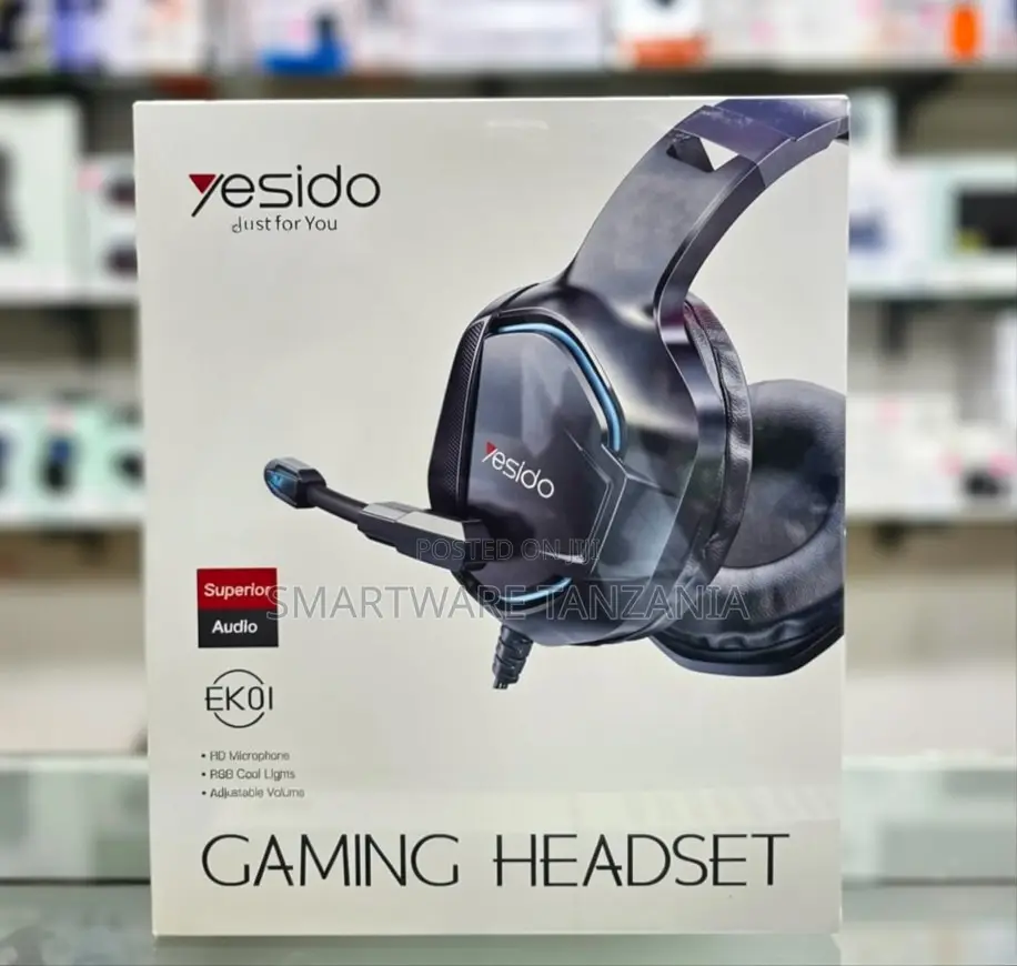 Yesido Gaming Headset With HD Microphone RGB Lights, Adjustable Volume