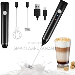 Electric Milk Frother With USB Charging, 1200mAh Battery, 2 Whisks