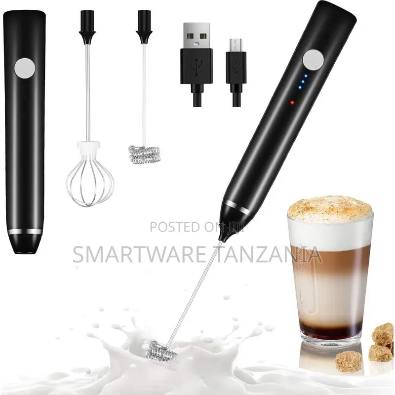 Electric Milk Frother With USB Charging, 1200mAh Battery, 2 Whisks