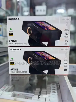 Porodo Optivis Smart HD Projector, 720P, 250" Screen, 220 ANSI Lumens