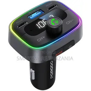 Porodo Smart Car Charger FM Transmitter With USB Playback and 30W PD