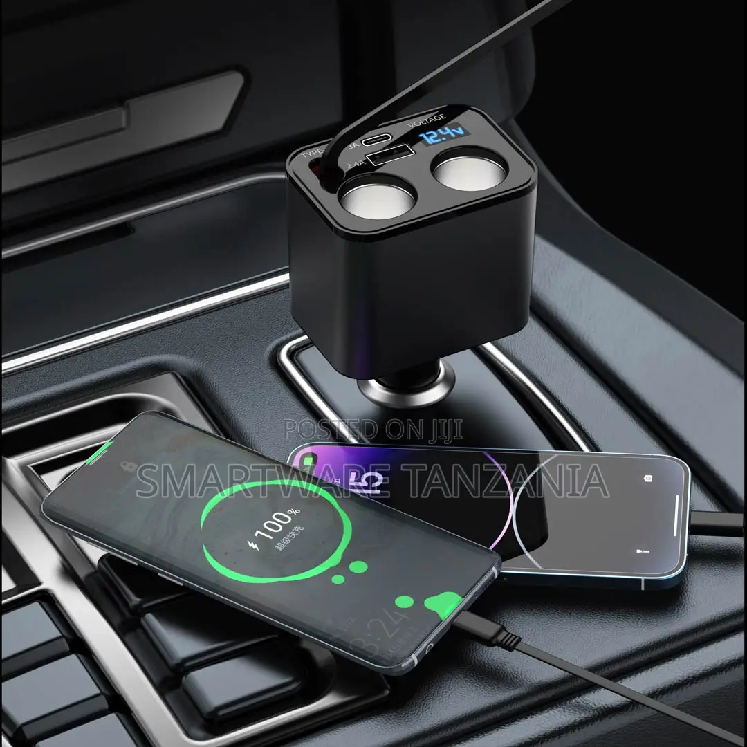 Green Lion 90W Car Charger With LED Display and Retractable Cable