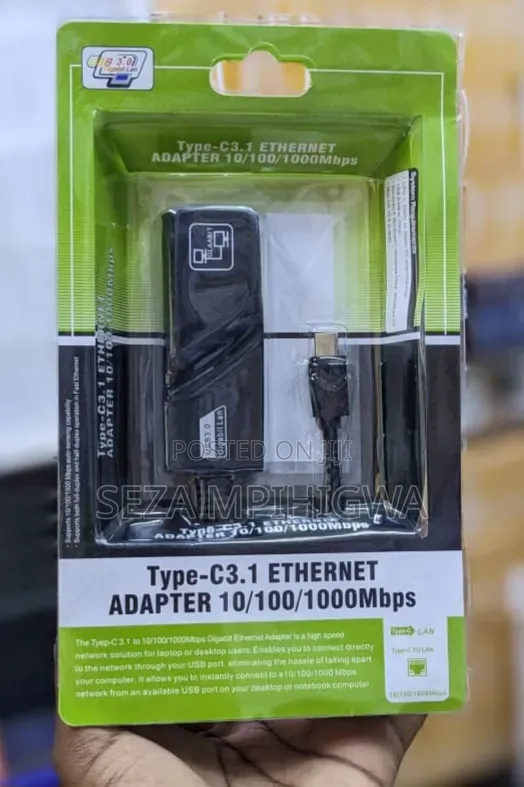 Type-C to Ethernet LAN Adapter (10/100/1000Mbps Gigabit)