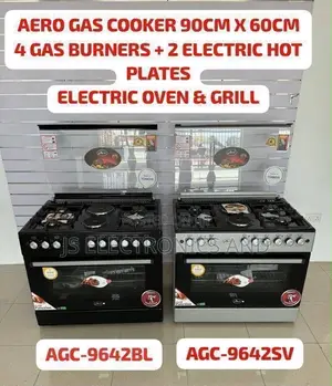 Aero Free Standing 90x60Cm 6 Burn Plates Oven Electric With Thermostat