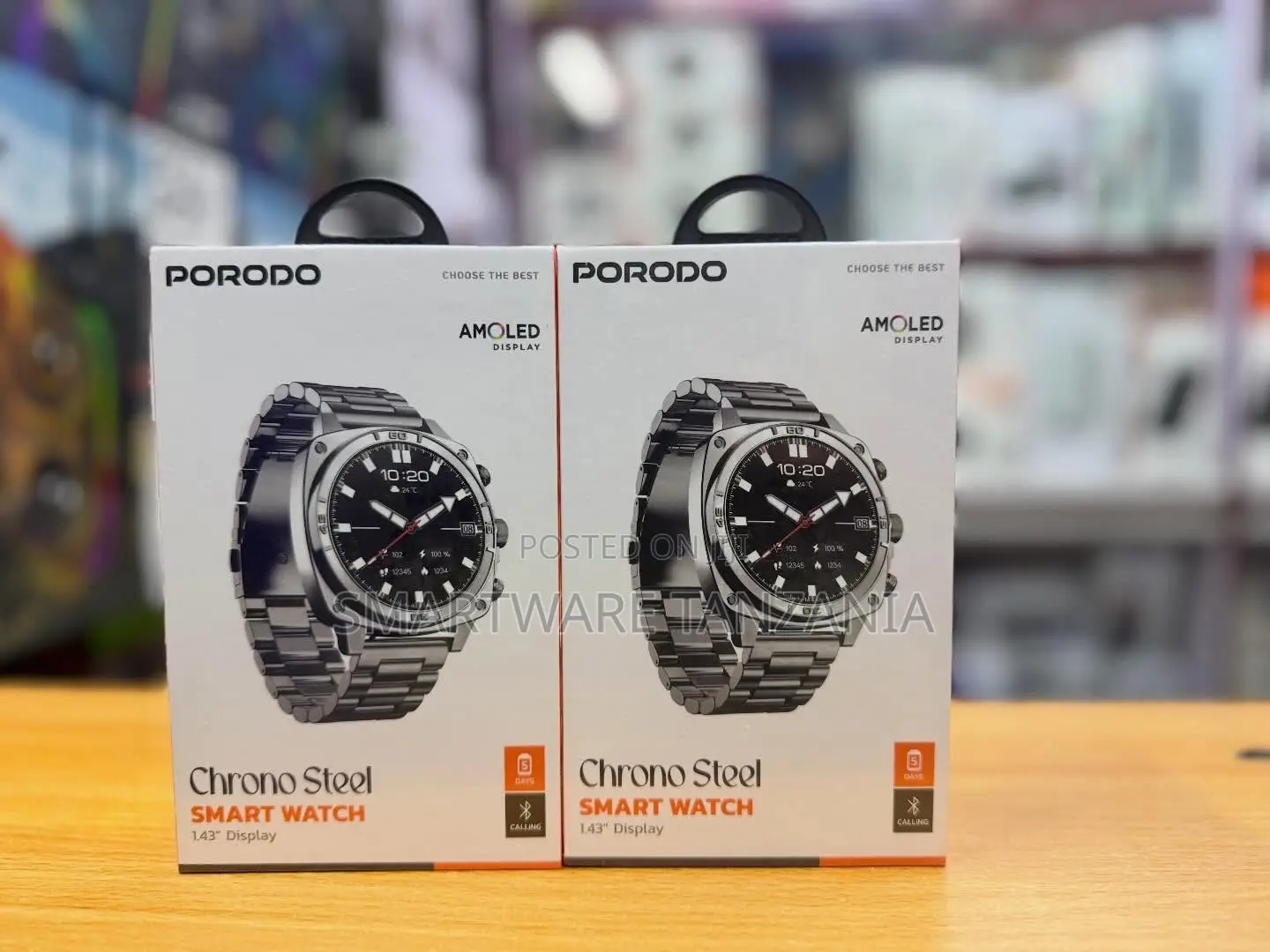 Porodo Chrono Steel Smart Watch, 1.43-Inch AMOLED Display, Bluetooth