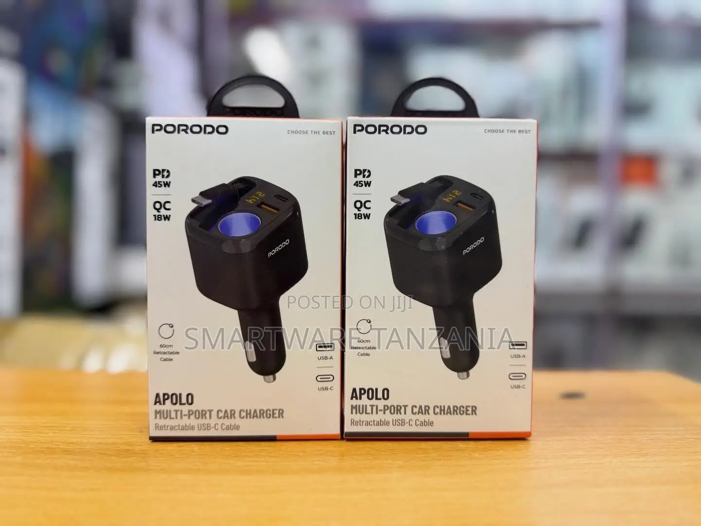 Porodo Apollo Multi-Port Car Charger With 45W PD and 18W QC, USB-C