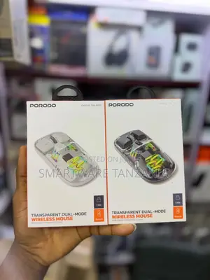 Porodo Transparent Dual-Mode Wireless Mouse With RGB Lights, 2.4GHz