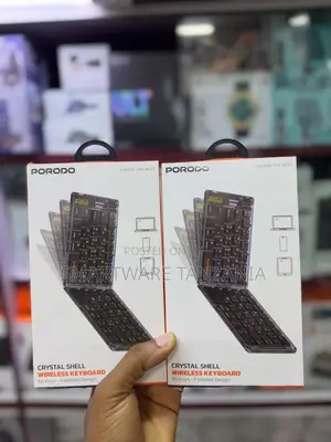 Porodo Wireless Keyboard, 65 Keys, Foldable Design, Crystal Shell
