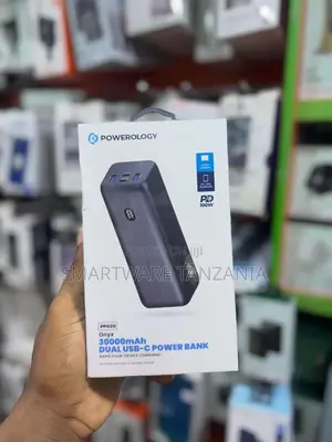 Powerology Onyx 30000mAh Dual USB-C Power Bank With 100W PD Charging