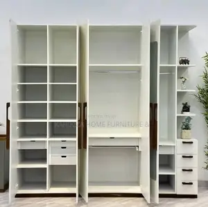 Modern Wardrobe Milango Sita Na Dresser Yake , Lighit Cream