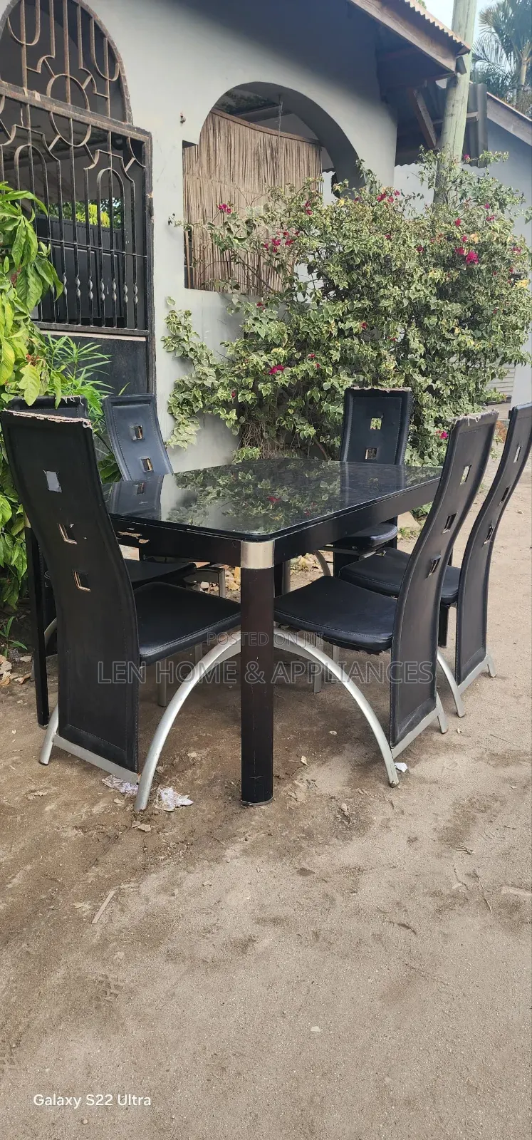 Dinning Set 6 Chairs Table Glass
